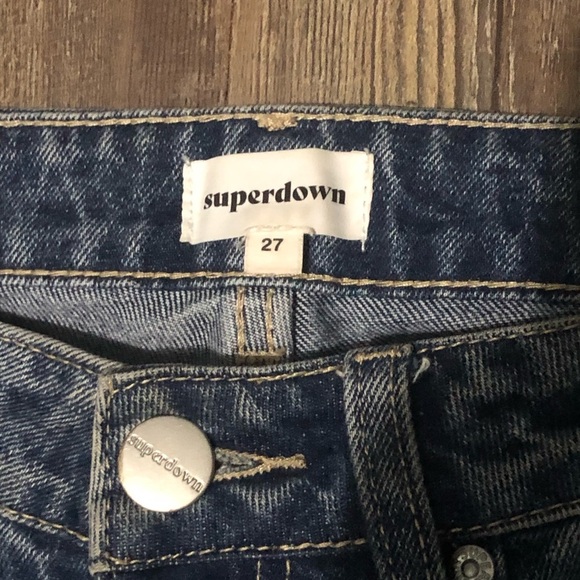 Superdown Jeans Women's 27 High Rise Straight Leg Classic Fit Frayed Hem Denim - Picture 2 of 6